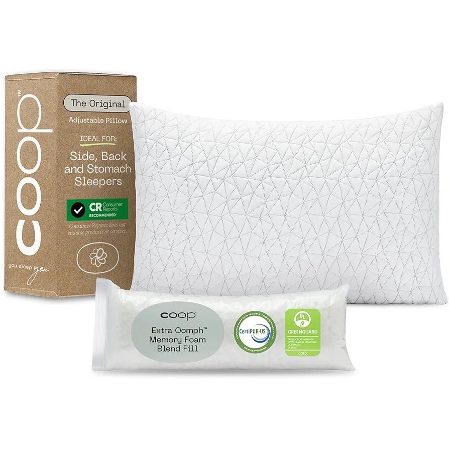 Coop Home Goods Original Adjustable Bamboo Memory Foam Pillow - Best for Neck Pain 2025