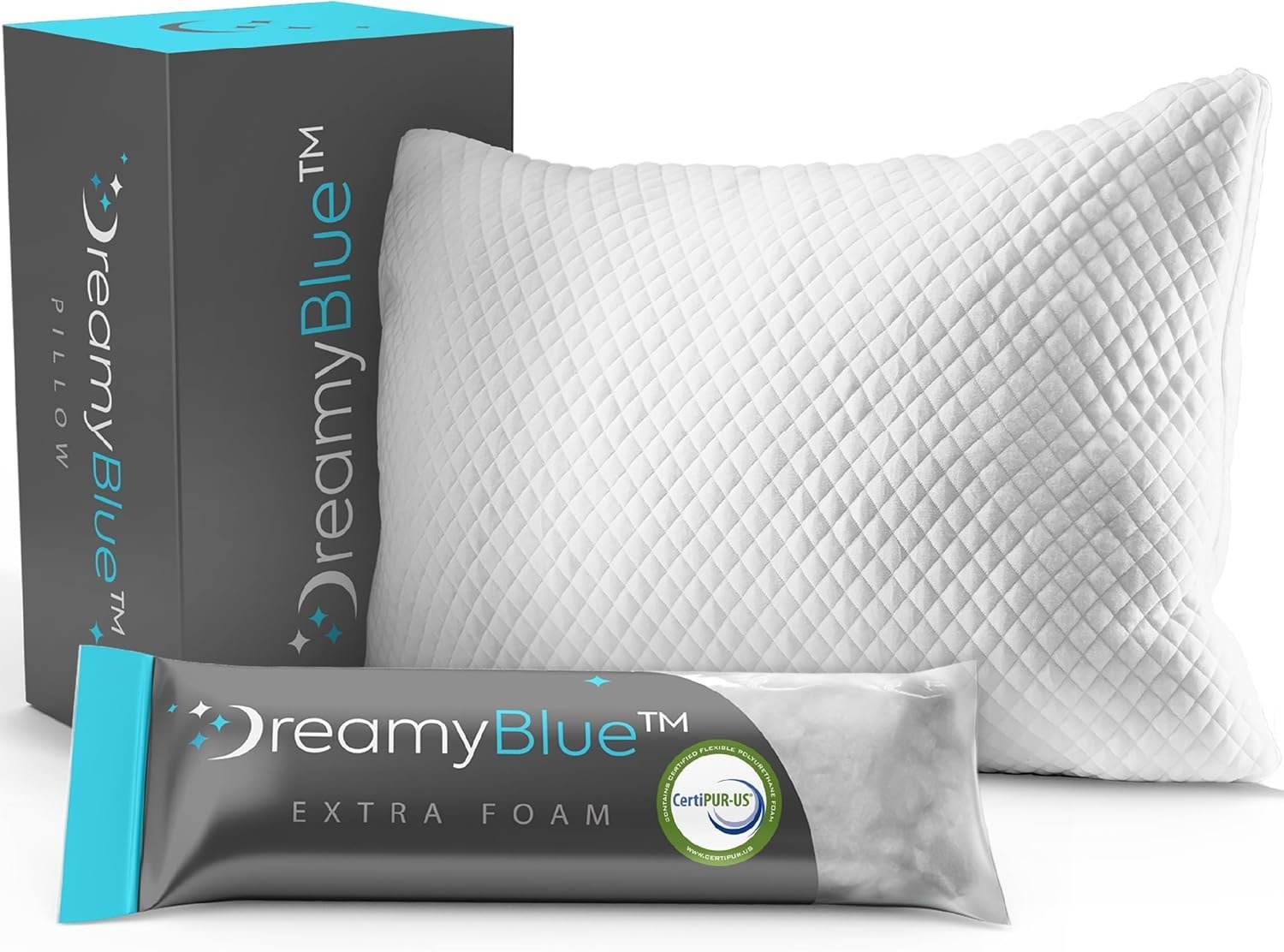 DreamyBlue Signature adjustable firm memory foam pillow