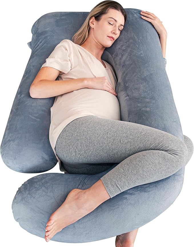 Most comfortable pregnancy pillow - Cute Castle ultra-soft flannel U-shaped maternity pillow under $25