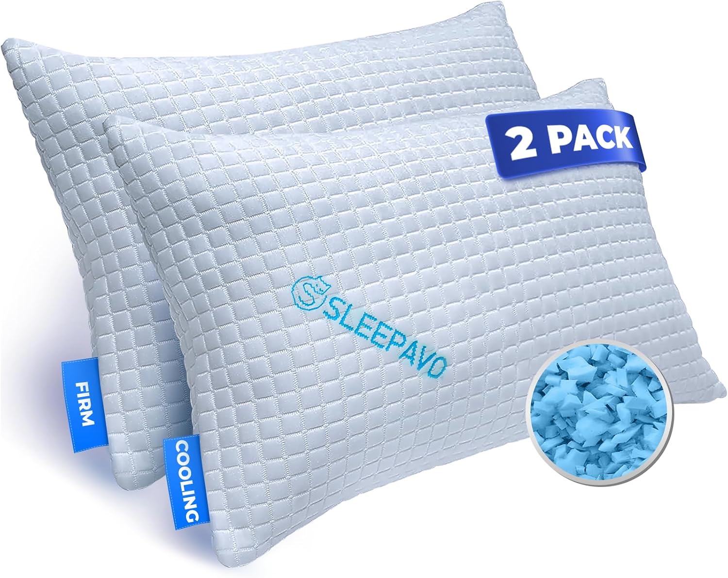 Sleepavo Queen 2-Pack Shredded Memory Foam Pillow